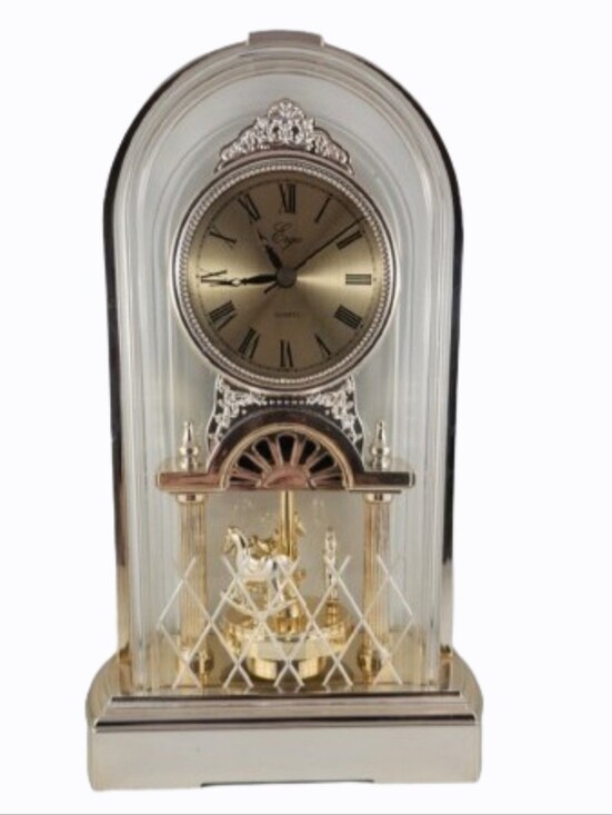 Vintage Other - ERGO Quartz Anniversary Clock Carousel Horses Acrylic Dome Clock VTG 80s Works